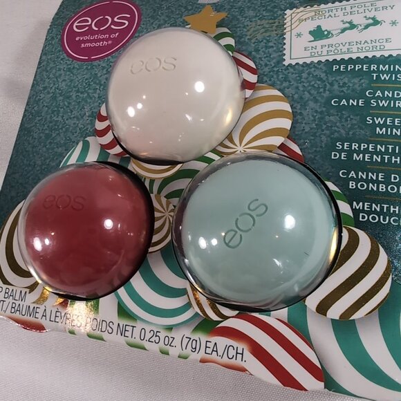 EOS Holiday Collection 3 Set Lip Balm Mint Pepermint Sweet Candy Cane Swirl NEW - Picture 3 of 11